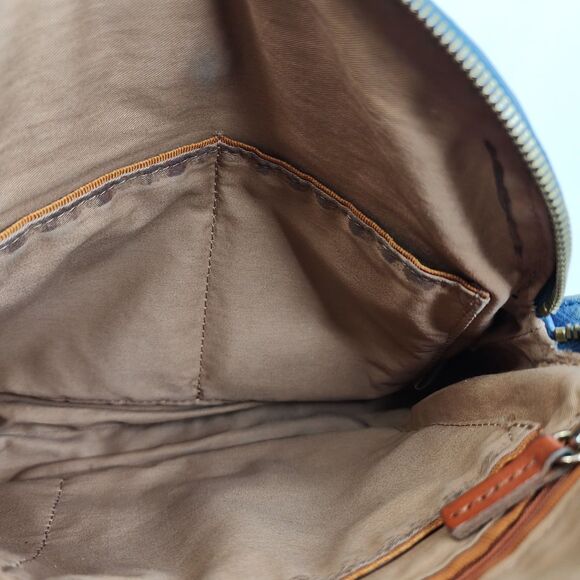 Hobo International Blue Distressed Leather Crossbody Purse Dome Top Zip Bag - Picture 14 of 16